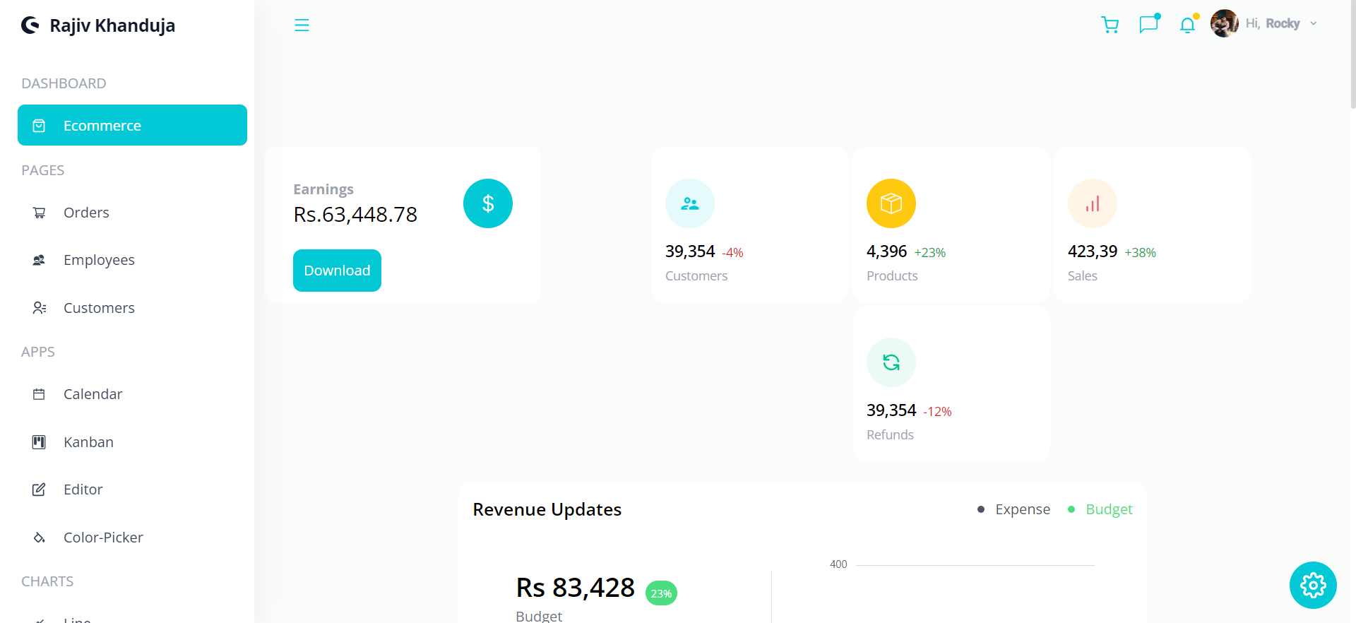 Dashboard using Reactjs
