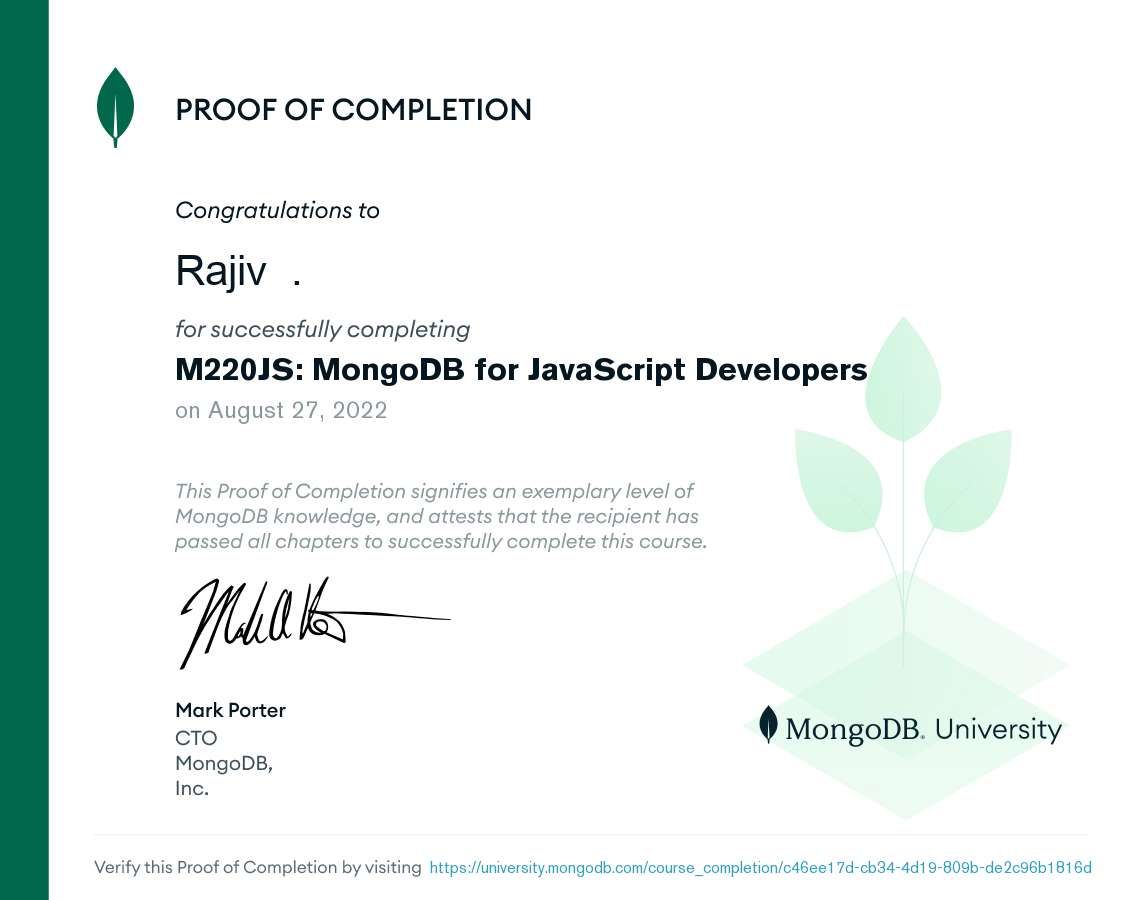 MongoDB for Javascript Developers